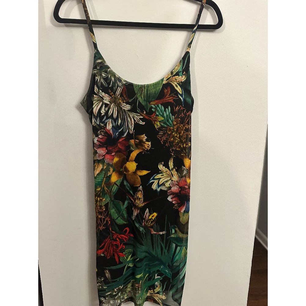Women's Summer Tropical Boho Floral Print Mini Dress Slip Sleeveless Spaghetti